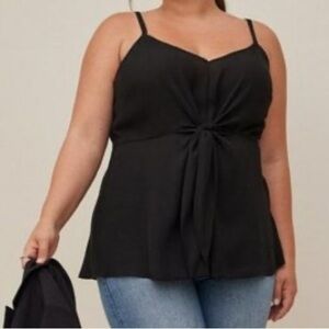 Torrid tie front peplum black flower tank size 2